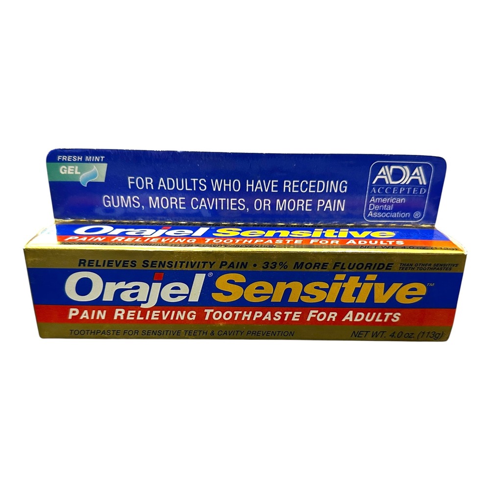 Orajel Sensitive Pain Relieving Toothpaste Fresh Mint Gel 4oz Vintage 2001 Prop
